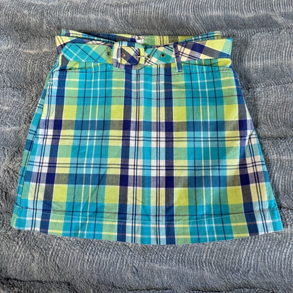 The Limited Blue and Green Plaid Mini Skirt